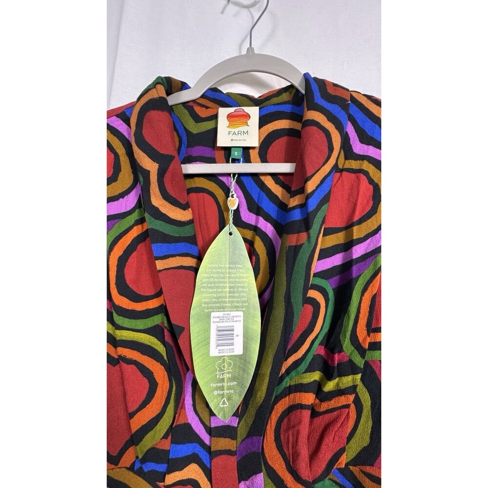Farm Rio‎ Maxi Dress, Rainbow Wild Hearts, Valentine, Small, New! - Picture 7 of 8
